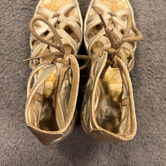 Fly London Yuke Wedge Sandals Womens Size 38 Leather Lace Up Gladiator Shoes - Picture 9 of 11